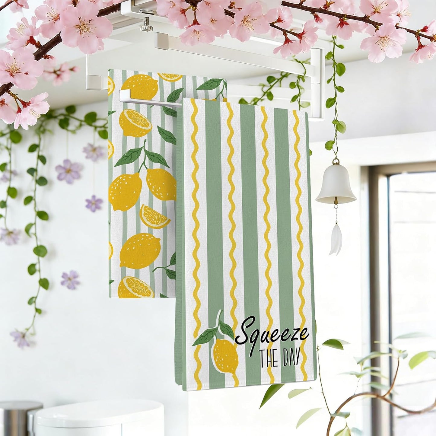 Paños de cocina de limón rayas onduladas 18x26 pulg