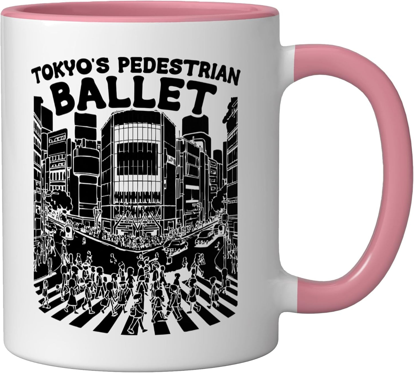 Taza Cerámica Japonesa Shibuya Crossing Rosa/Blanca
