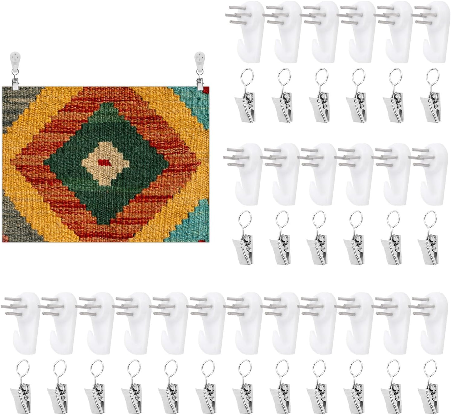 24 Perchas para Tapiz con Clips Metal Accesorio Durable