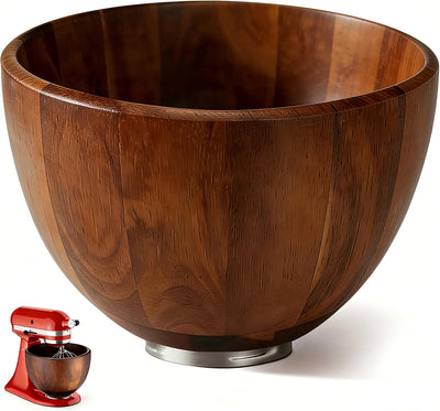 Tazón Mezcla Madera Nogal Comp Batidora 4.5-5qt Base Acero Inox
