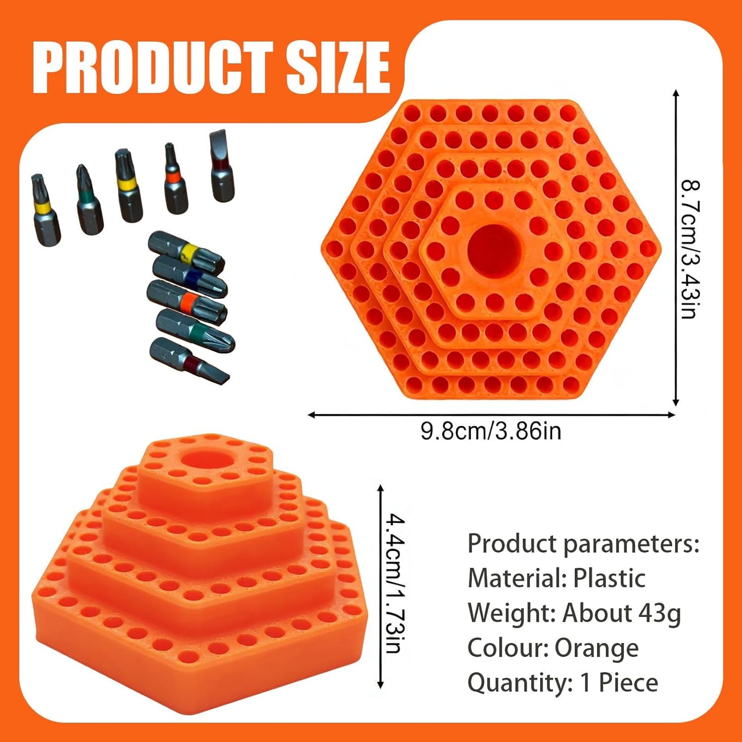 Torre soporte hexagonal puntas destornillador naranja