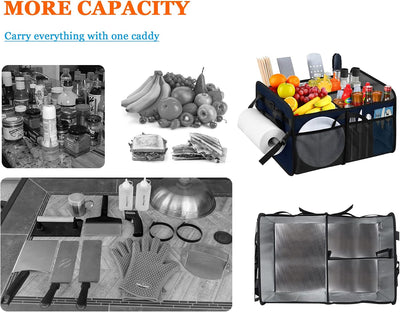 Organizador parrilla con bolsa enfriadora y soporte toallas papel