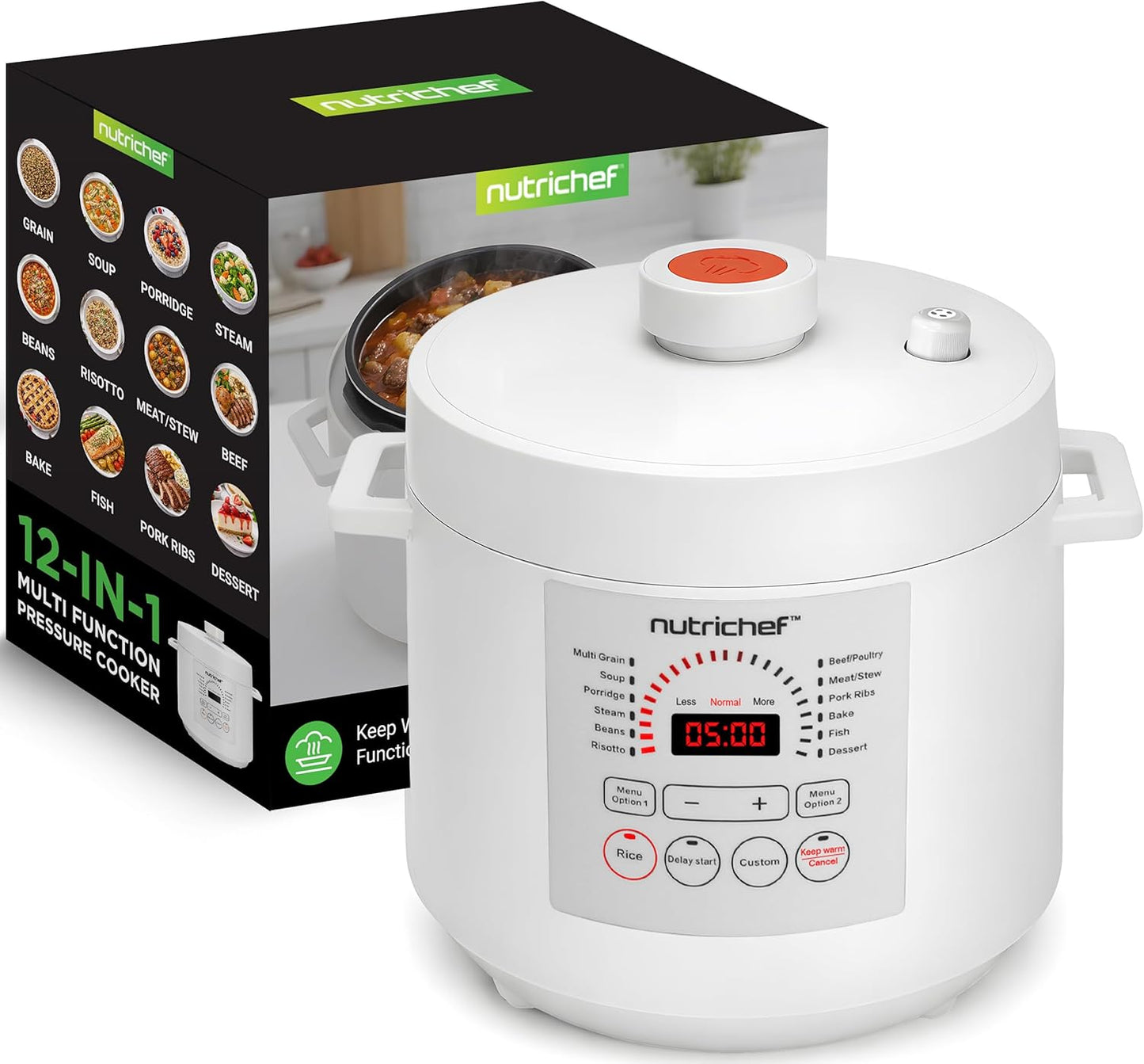 Olla a presión eléctrica digital 6qt 12 funciones ajustable blanco