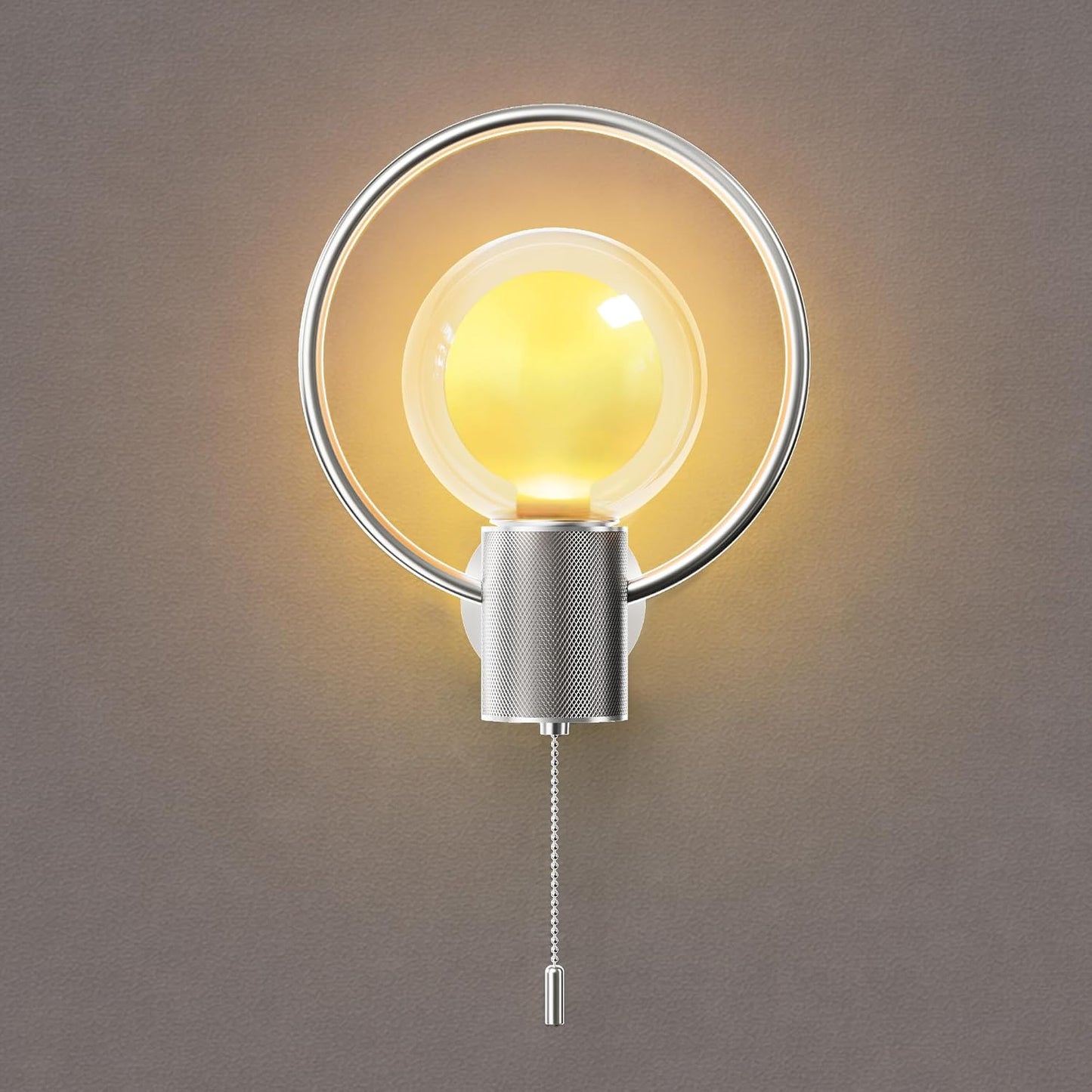 Lámpara pared circular bombilla G125 E26 4W 1800K plata