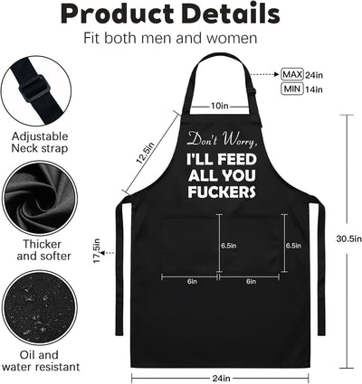 Delantal de cocina ajustable con 2 bolsillos para hombre y mujer