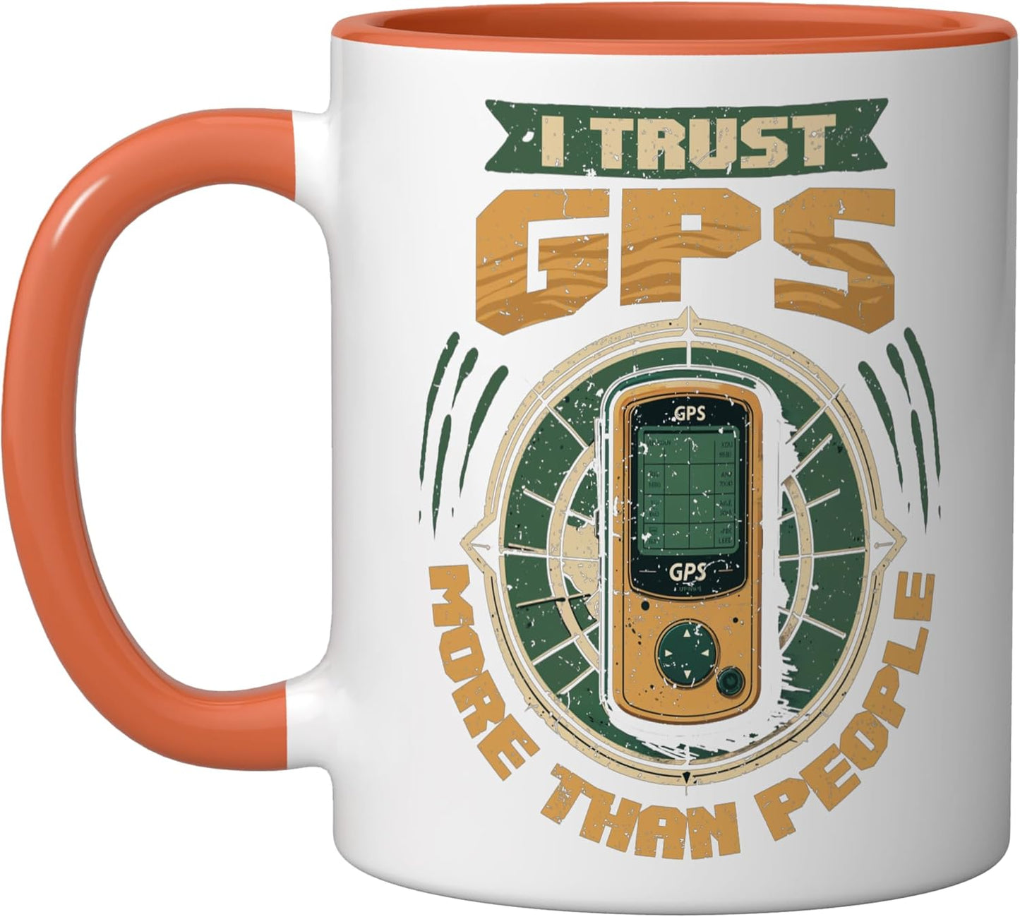 Taza Cerámica Geocaching I Trust GPS Naranja/Blanco