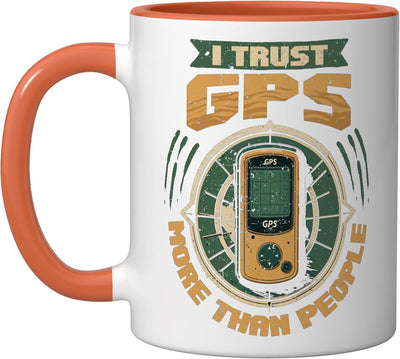 Taza Cerámica Geocaching I Trust GPS Naranja/Blanco