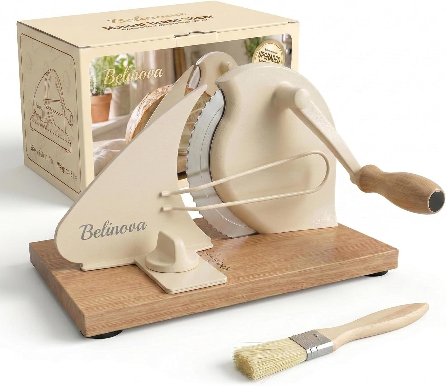 Rebanador Pan Manual Ajustable Madera Acero Inox