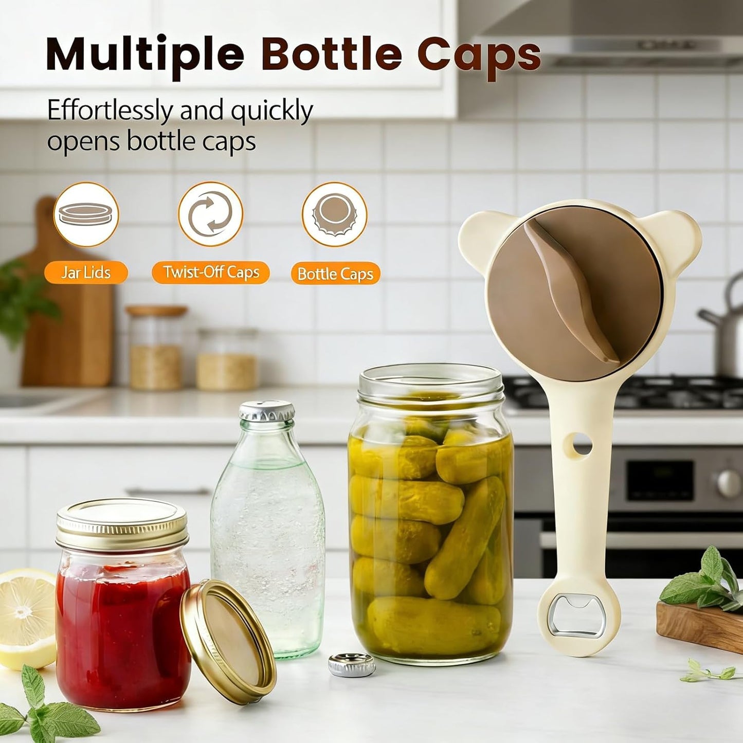 Abrebotellas 4 en 1 ajustable multifuncional para personas con artritis