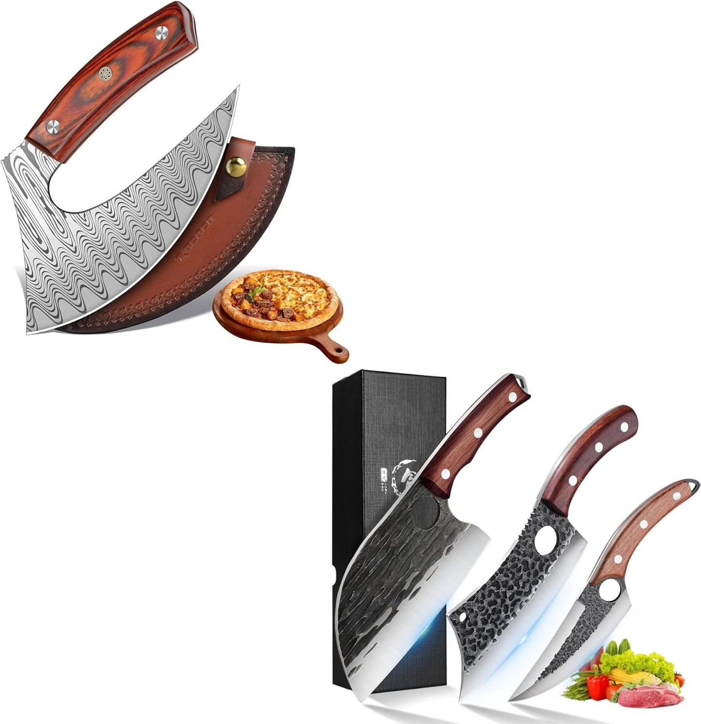 Cuchillo para cortar pizza y carne Rococo con set de 3 cuchillos de cocina