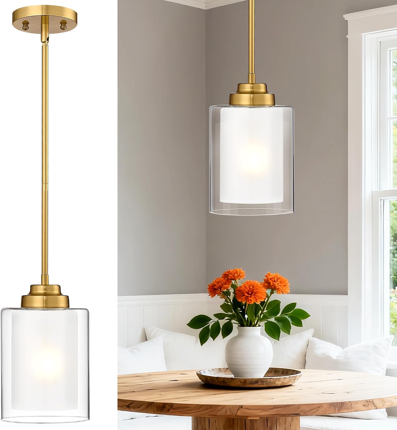 Lámpara colgante moderna oro cepillado 6pulg para cocina comedor