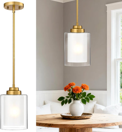 Lámpara colgante moderna oro cepillado 6pulg para cocina comedor