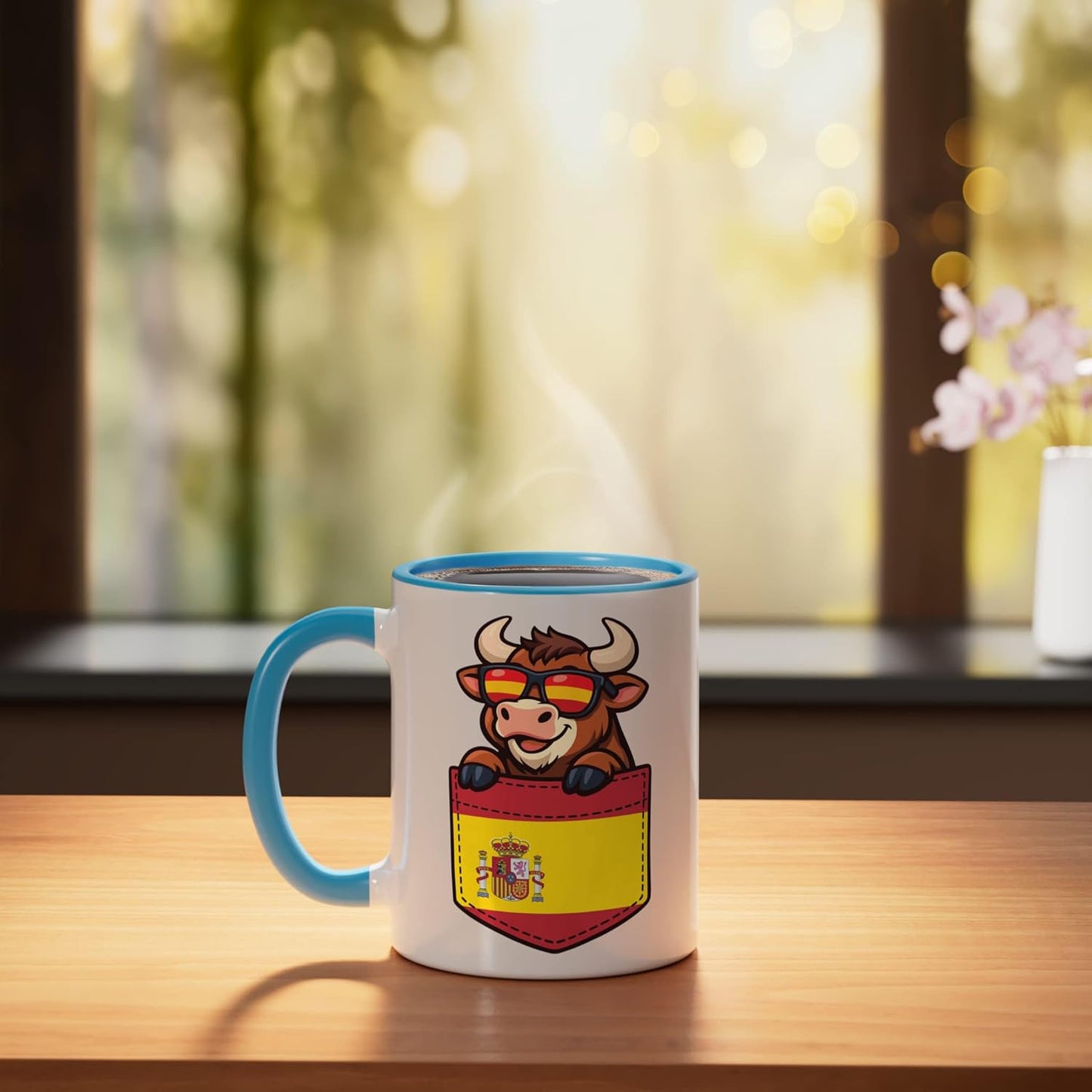Taza Cerámica Azul/Blanco