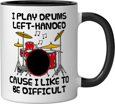 Taza cerámica para drummers zurdos I Play Drums