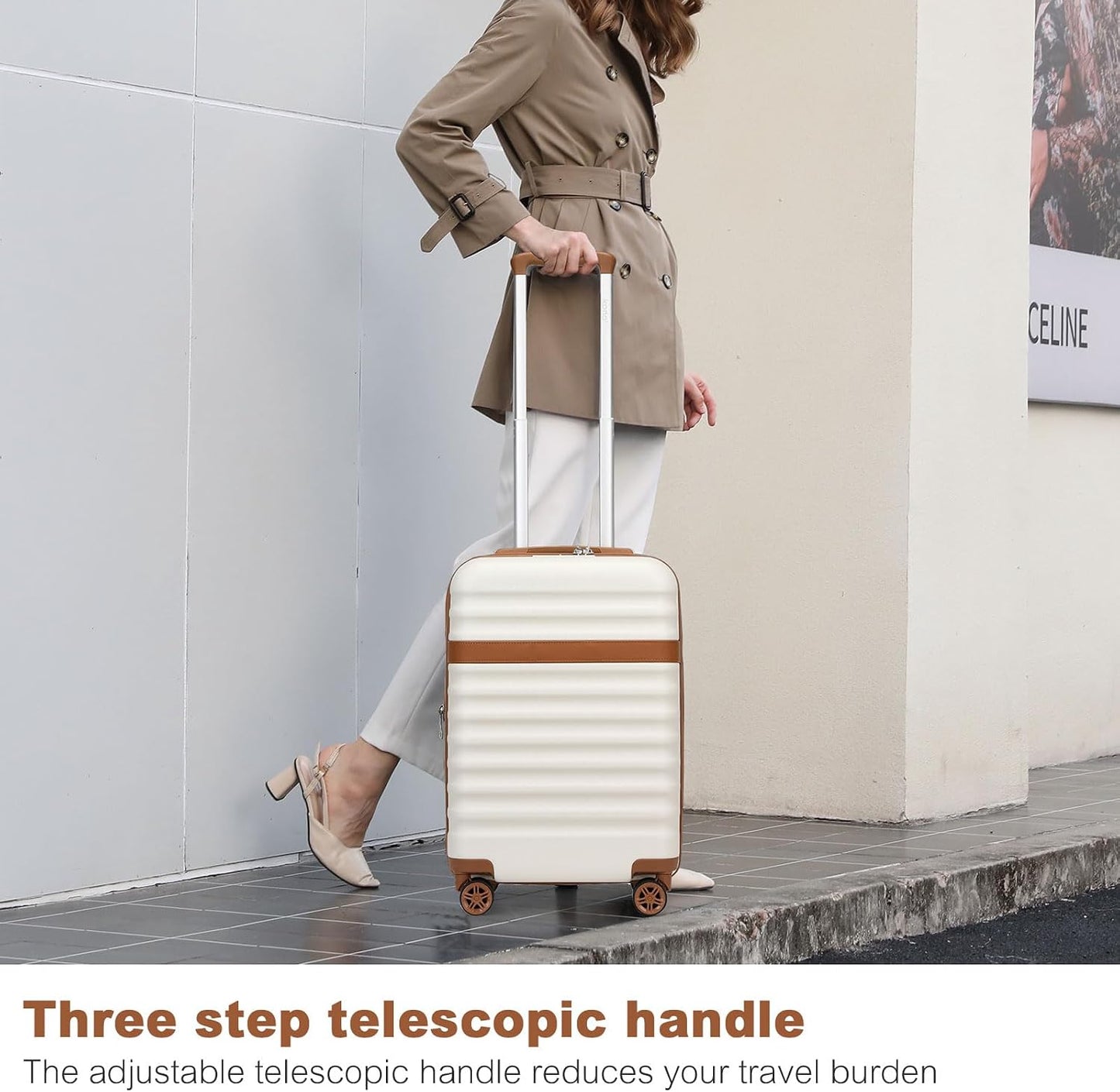 Maleta mano ABS rígido ruedas 360° Blanco set viaje