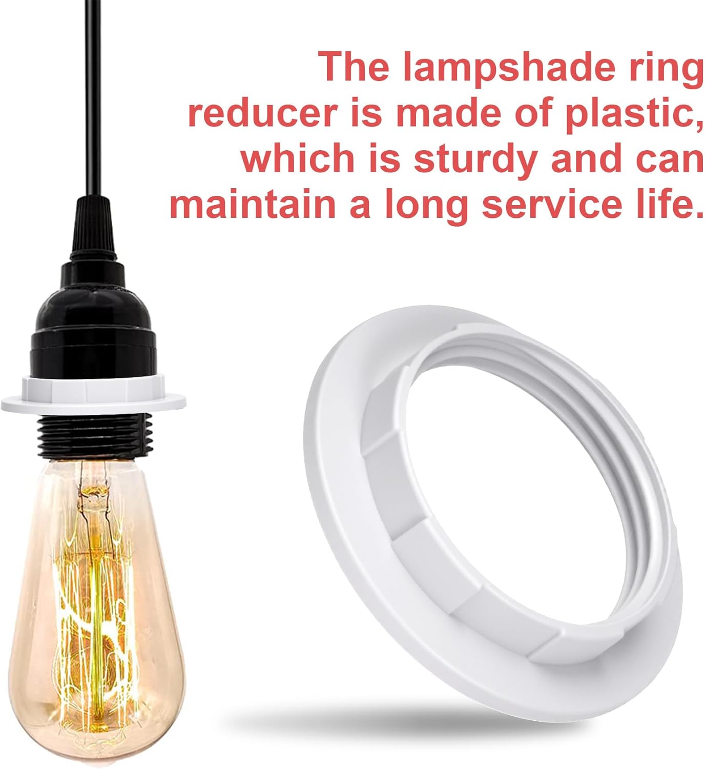 6 Anillos Enchufe Lámpara Adaptador E27 Plástico 1-1/2pulg