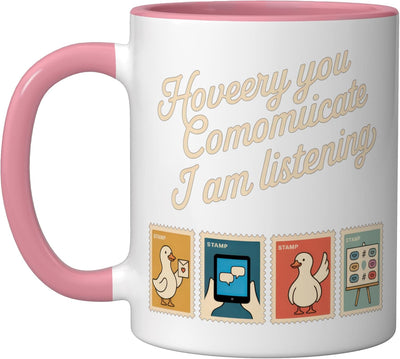 Taza Cerámica Estampado Patos Rosa/Blanco