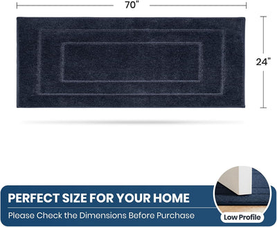 Alfombra pasillo 24x70pulg antideslizante absorbente azul marino