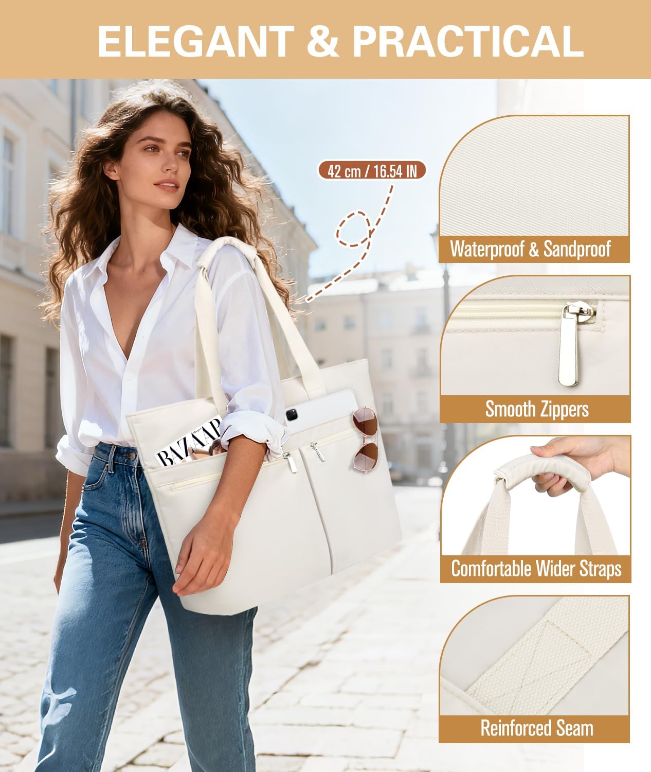 Bolsa playa mujer con cremallera impermeable a prueba de arena