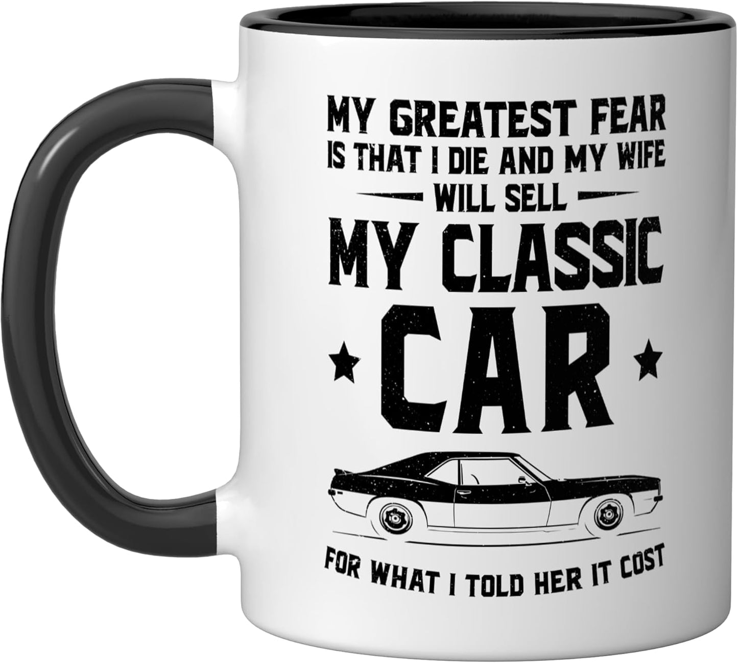 Taza Cerámica Coche Clásico Negro/Blanco
