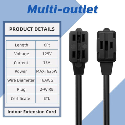 Toma de corriente 3 tomas 16/2 SPT-2 125V para escritorio y oficina