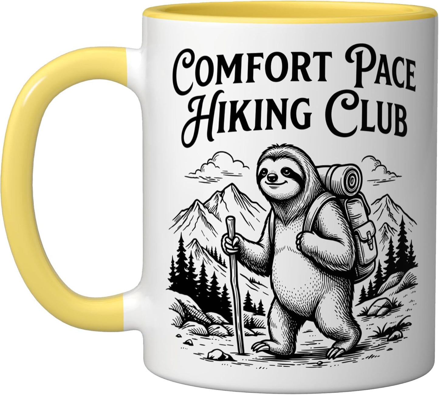 Taza Cerámica para Caminata Lenta Amarillo Blanco