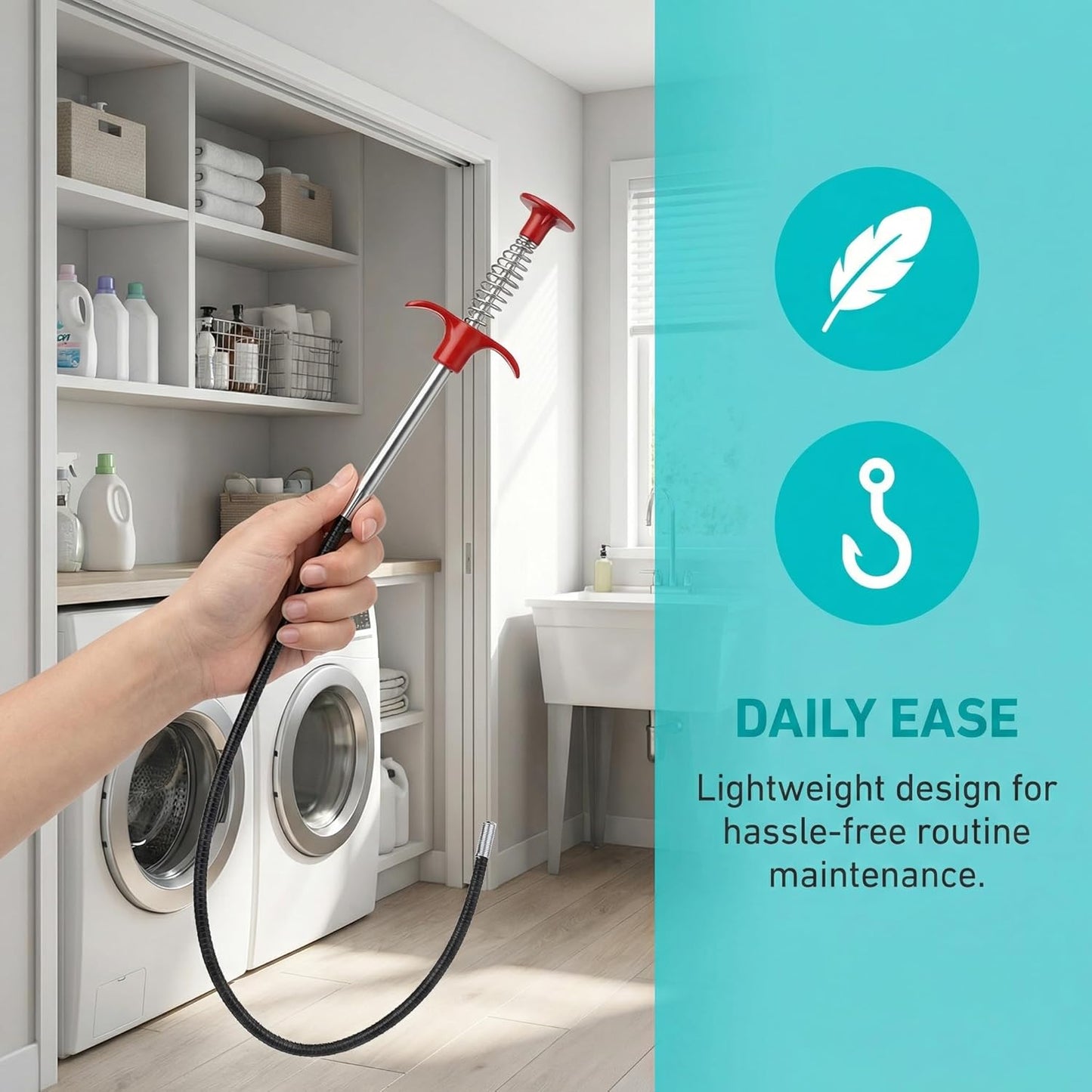 Herramienta flexible para desatascar drenaje 35pulg