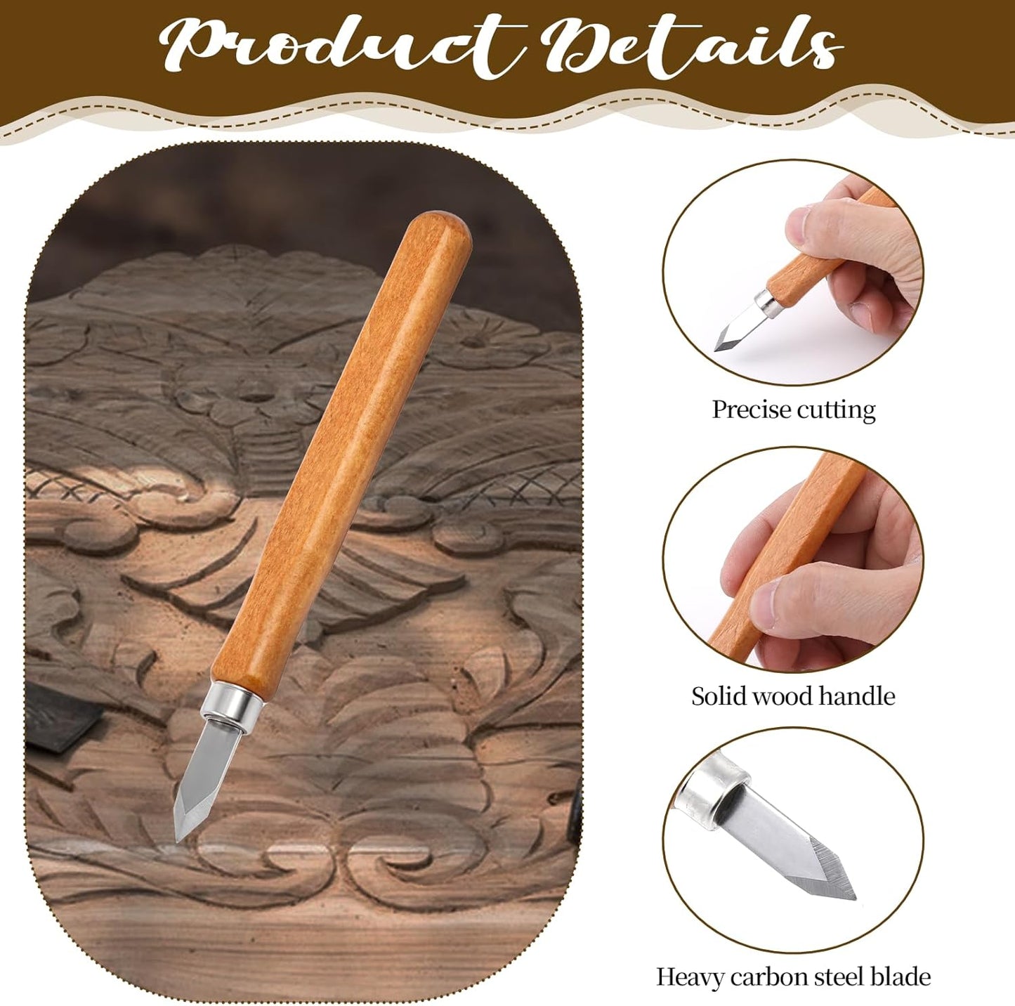 2 Cuchillos Carpintería Hoja Bisel Acero Madera Funda Cuero