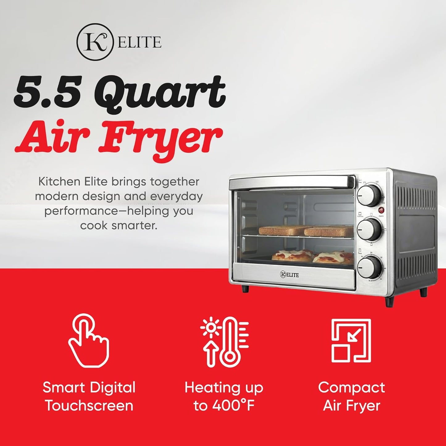 Horno tostador Kitchen Elite de 6 rebanadas acero inoxidable