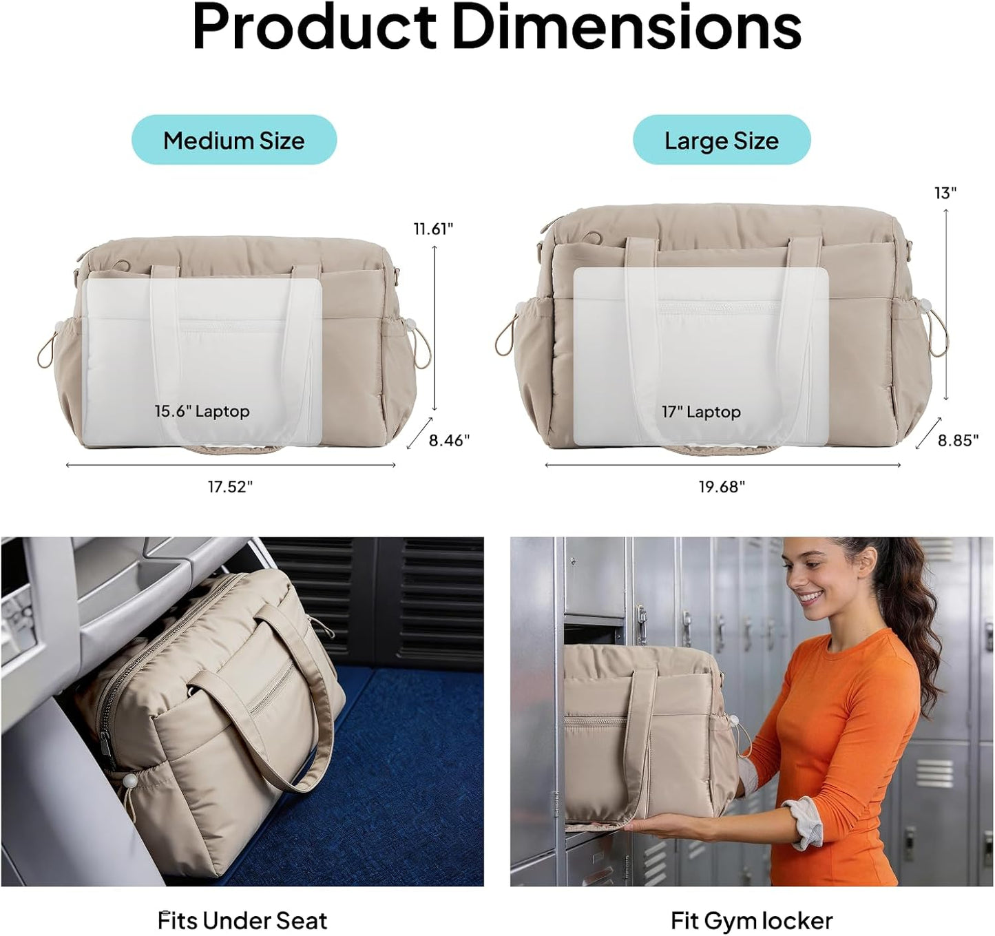 Bolsa fin de semana mujer con bolsillo ropa húmeda y vaso