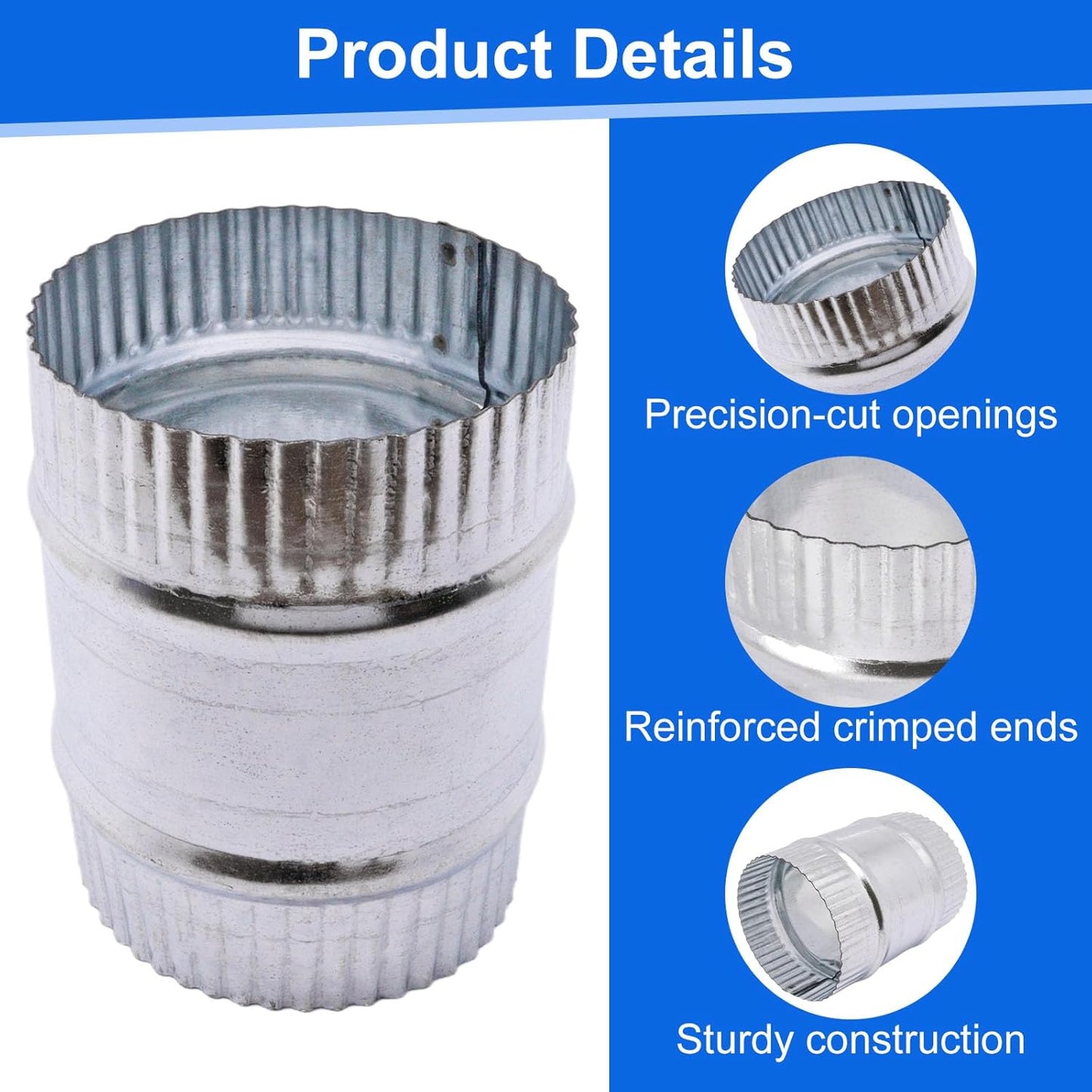 Conector ducto acero galvanizado para sistema HVAC 3pulg