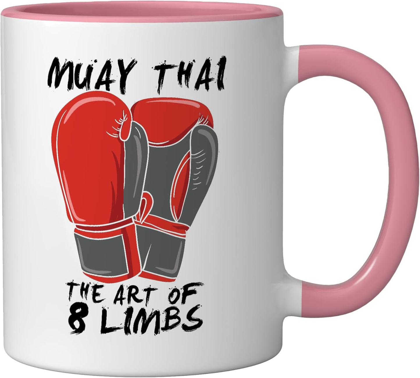 Taza cerámica de artes marciales muay thai 8 extremidades rosa/blanco