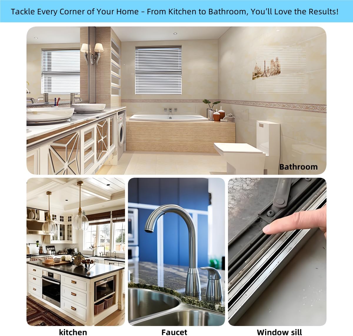 Cepillo hendiduras multifuncional baño cocina inodoro 6 pzas
