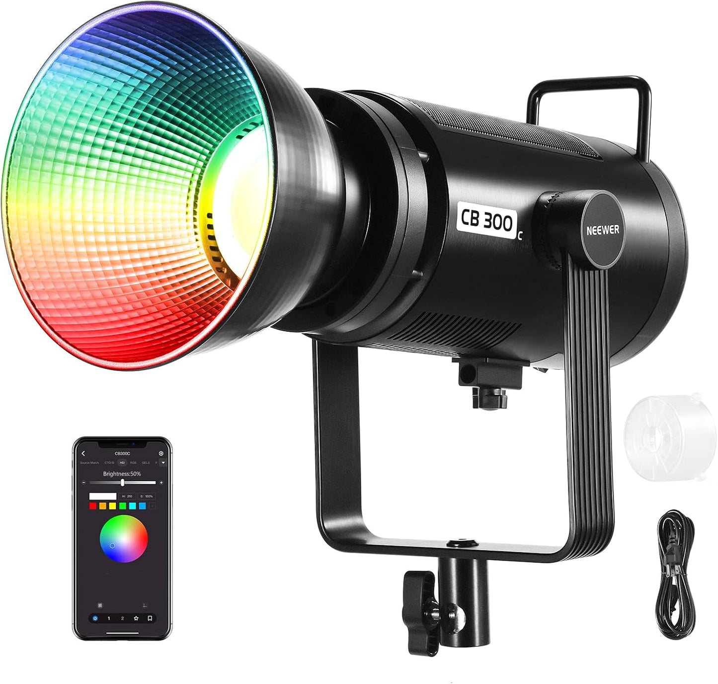 Luz LED RGB 300W control APP salida continua regulable
