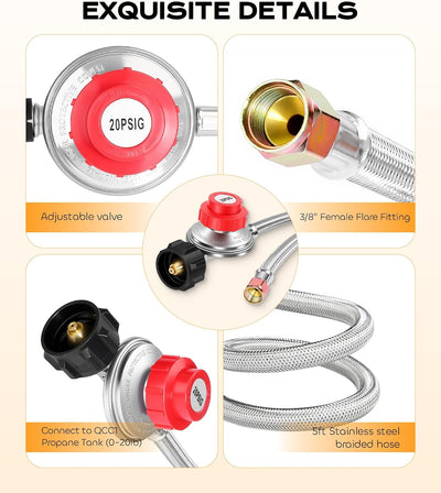 Adaptador manguera propano 5ft regulador 3/8pulg