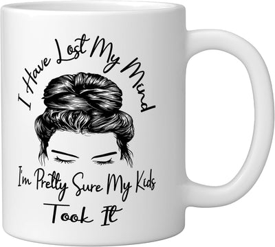 Taza de cerámica blanca con texto en inglés I Have Lost My Mind