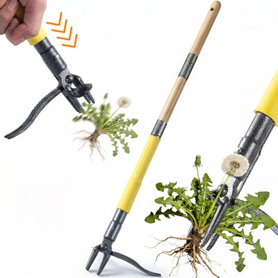 Herramienta extracción malezas jardín mango madera 3 secciones