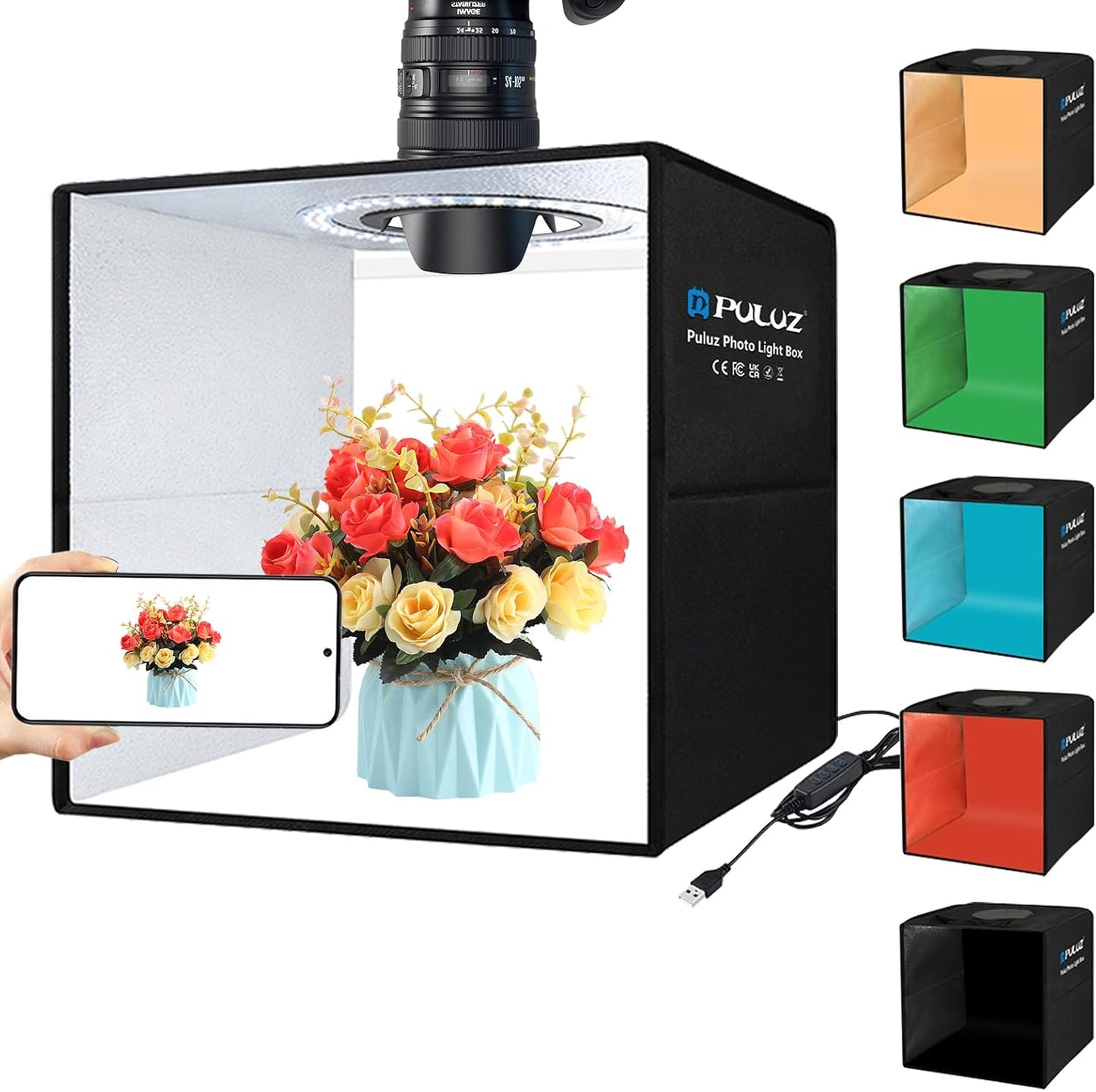 Caja luz profesional 12x12pulg kit tienda campaña 120 LED