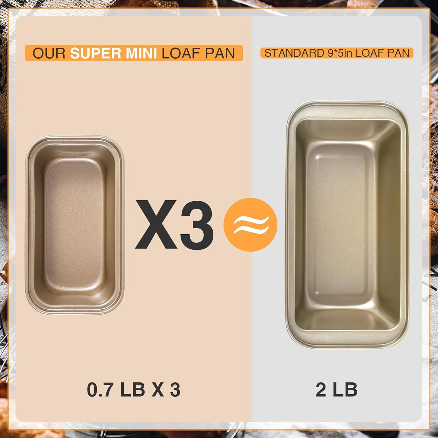 Mini moldes antiadherentes para hornear pan de 6 x 3 x 2 pulgadas