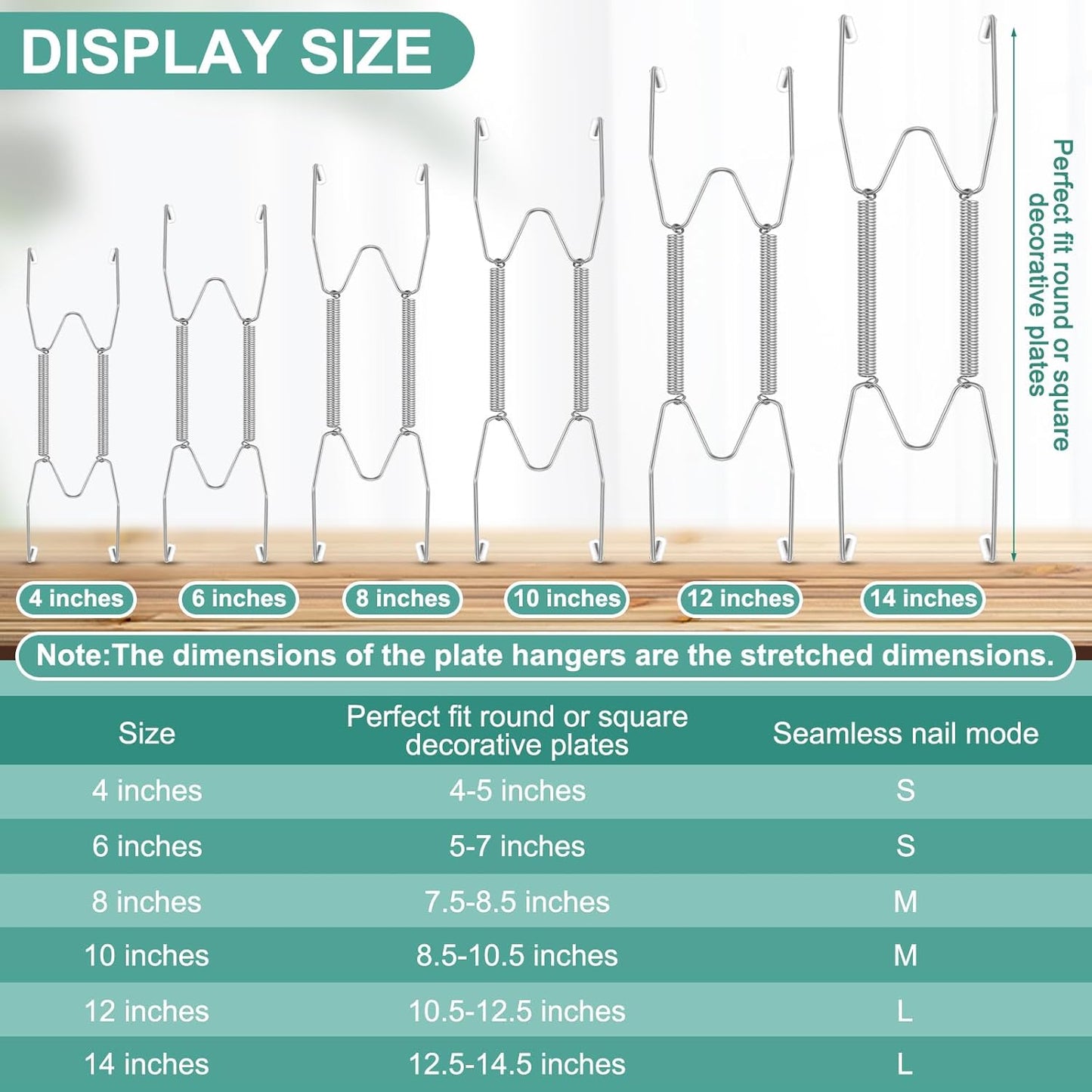 Ganchos para platos de pared de acero inoxidable plateado 12 piezas