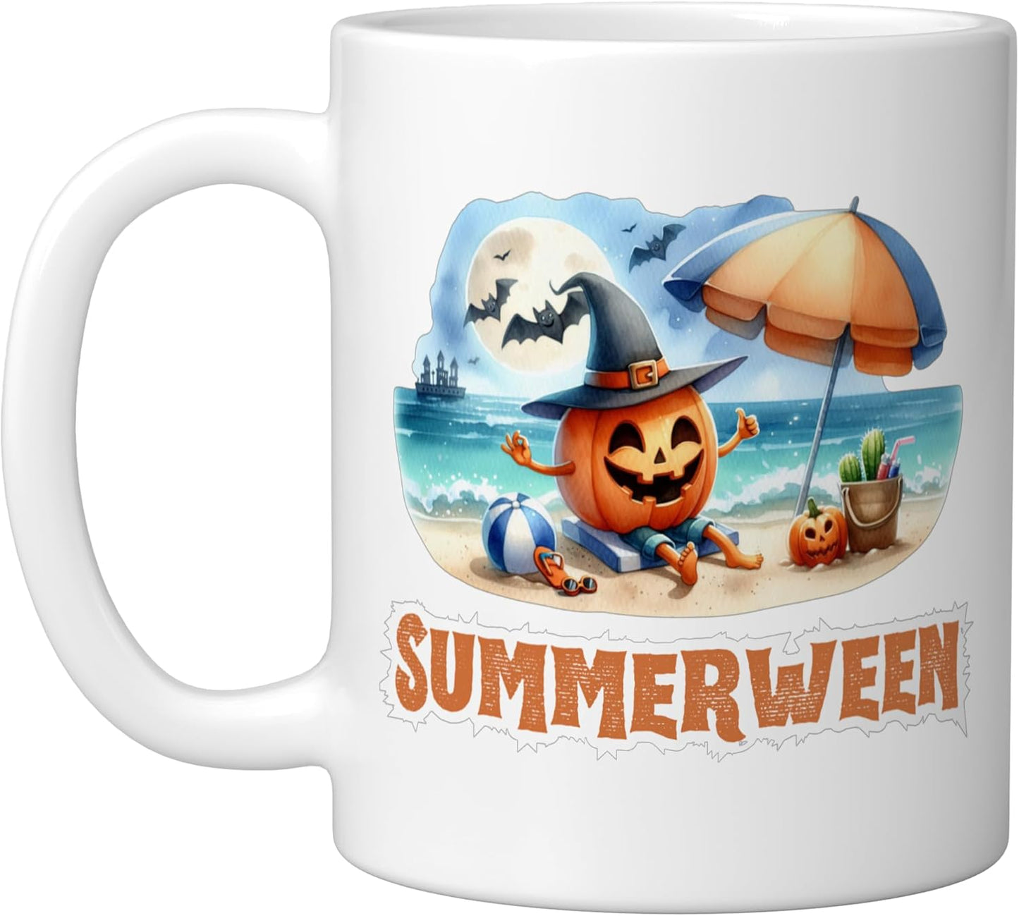 Taza Cerámica Jack O'Lantern Verano Blanco