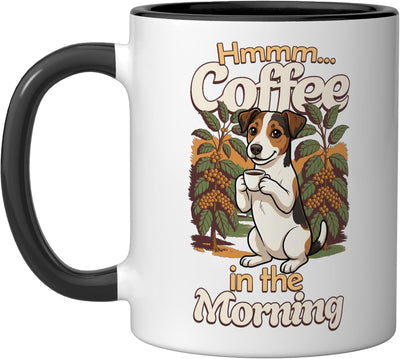 Taza de cerámica con imagen de Jack Russell Terrier y café