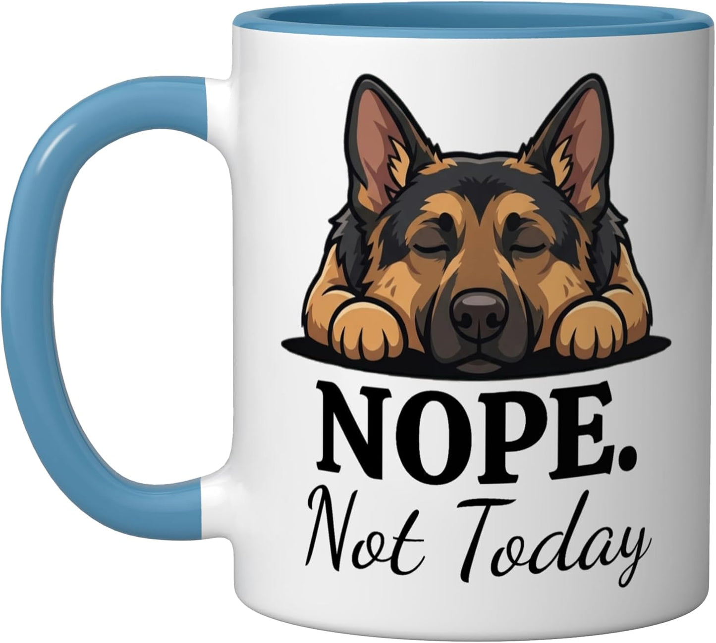Taza Cerámica Perro Duerme Hoy Azul/Blanco
