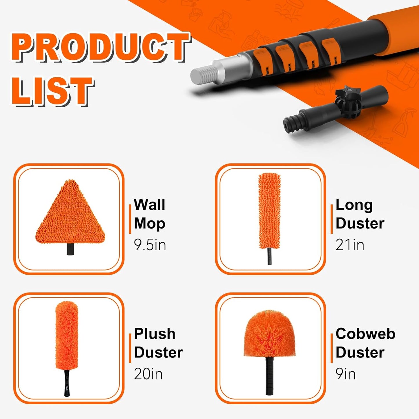 Kit limpiador alcance 26ft poste extensión paredes ventanas techo