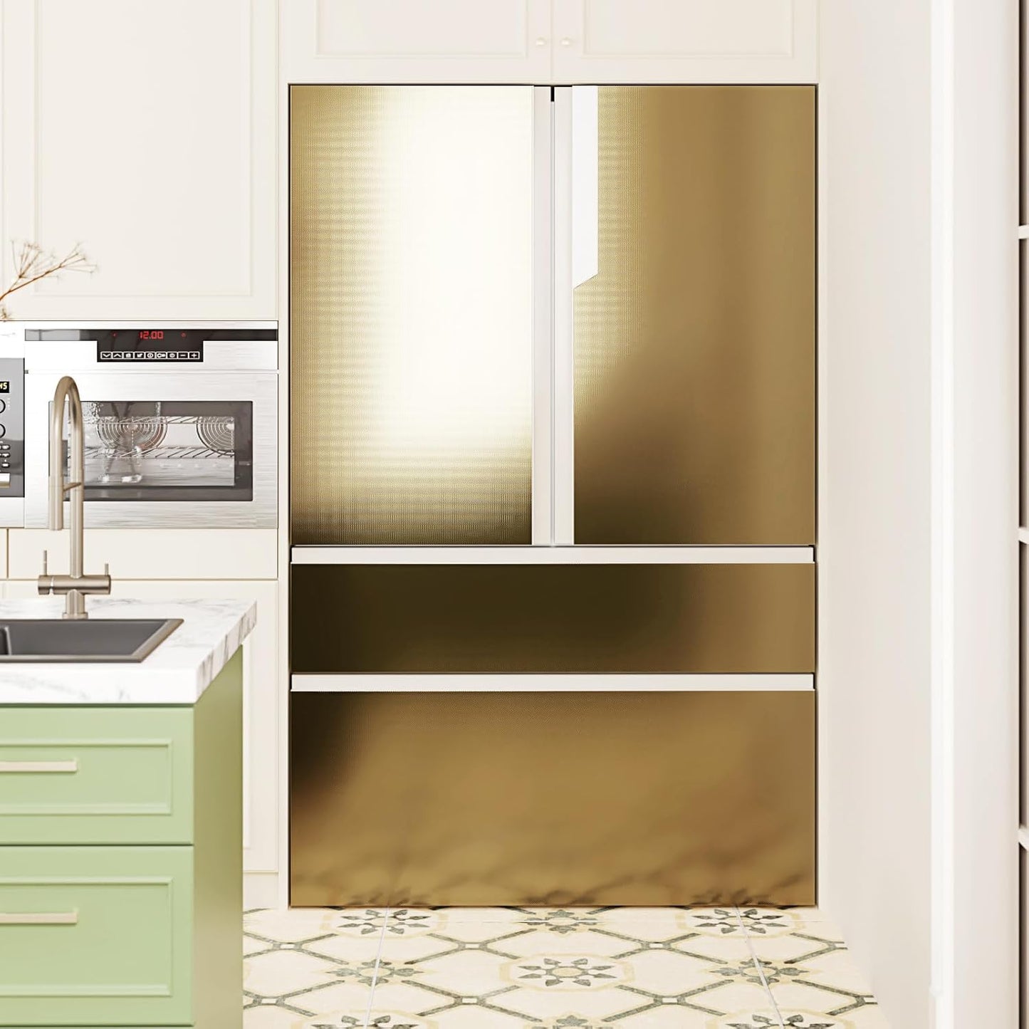 Papel adhesivo acero inox texturizado dorado oscuro impermeable