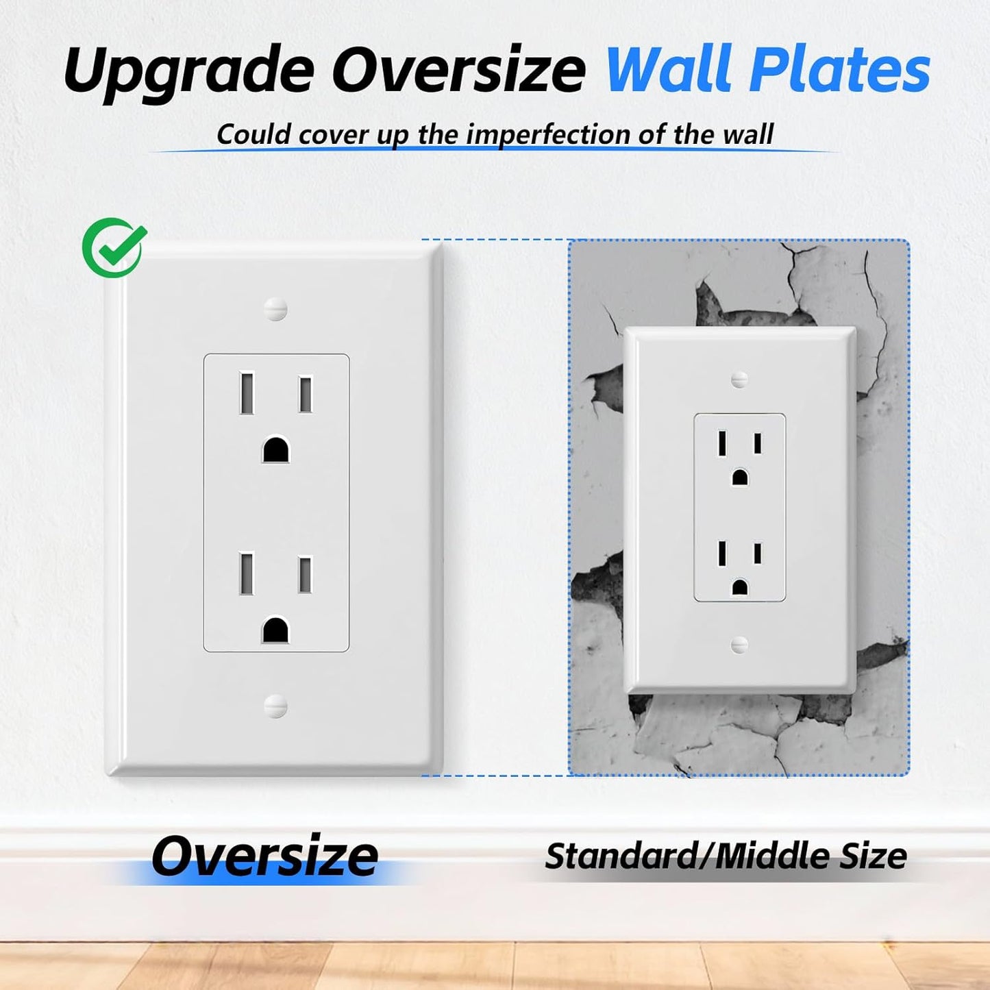 6 Pzas Placas Pared Blancas Toma Corriente Grande