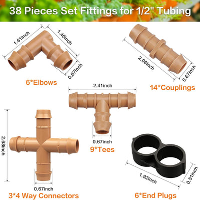 Kit accesorios riego goteo 1/2pulg 38pzas conectores