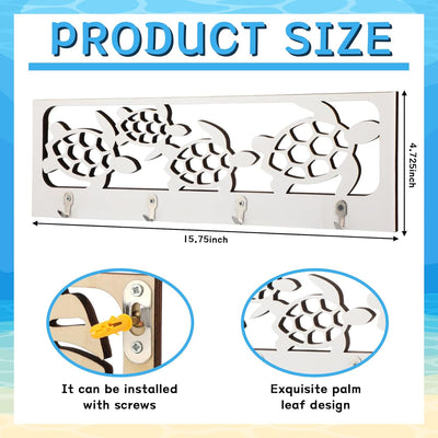 4 Ganchos Tortuga Náutica Decoración Pared Soporte Bata
