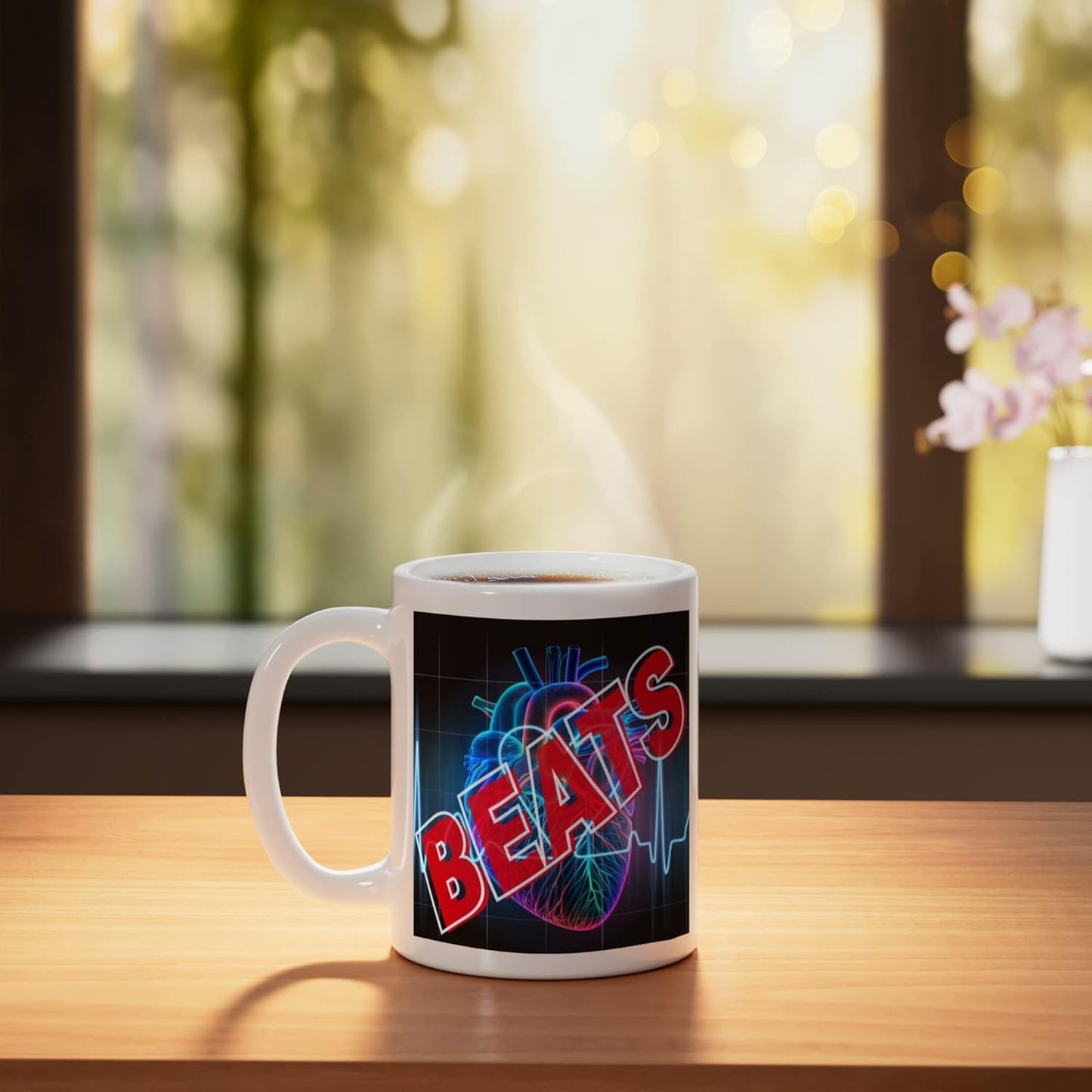 Taza de cerámica para diseño gráfico estilo electrónico blanco