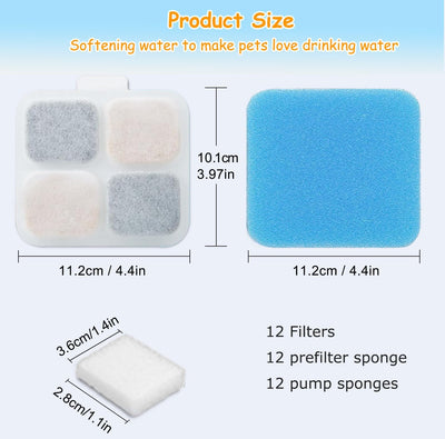 16 Filtros y Esponjas para Fuente Agua Perro Acero Inox 10L